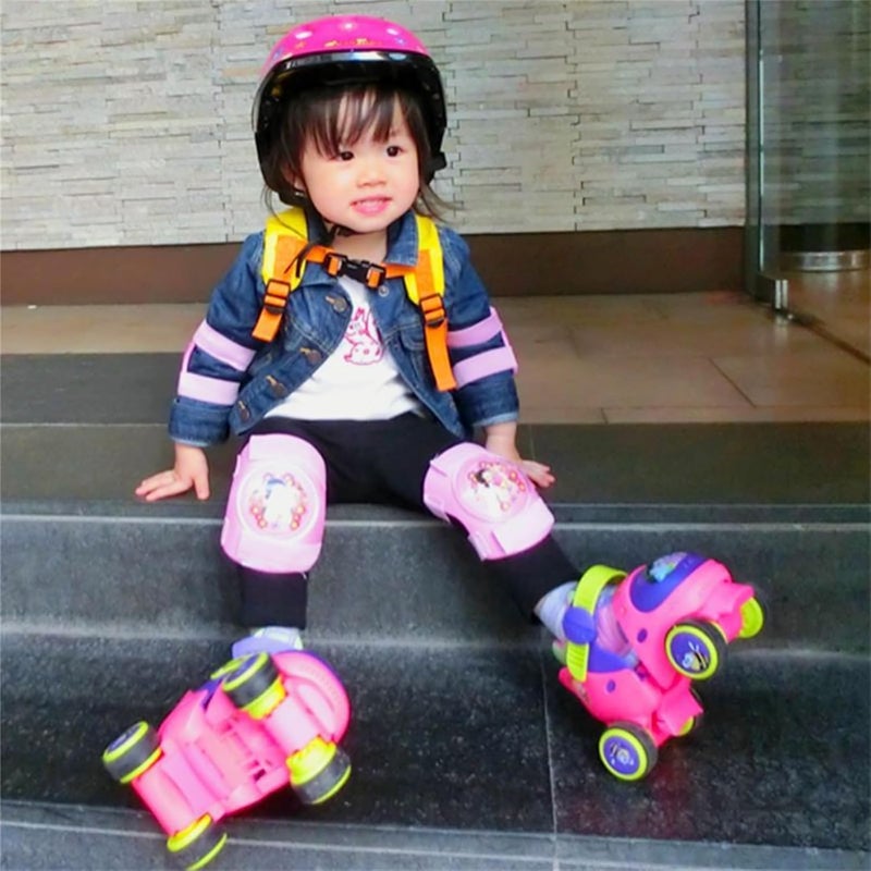 AM ANNA Kids Adjustable Quad Roller Skates for Toddlers Age 2-5 - Rose Red - Image 3