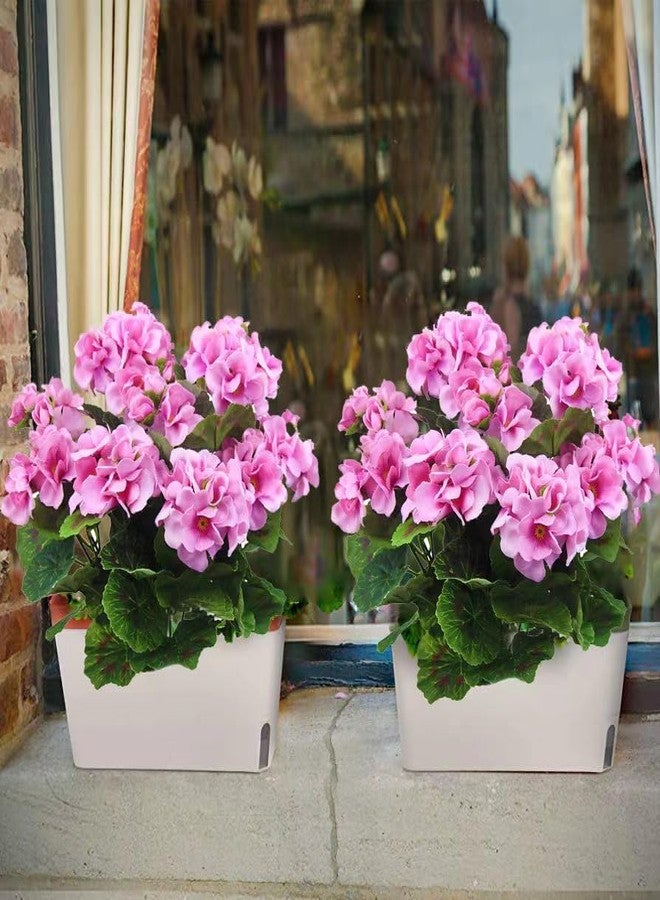 FERIAL 2 Pcs Purple Pink Geranium Artificial Flowers Geranium Bush Faux Geraniums Silk Flowers Outdoor Plant Bush Pink Geraniums for Floral Home Decor Indoor Garden Patio Grave Cemetary Vase… - Image 3