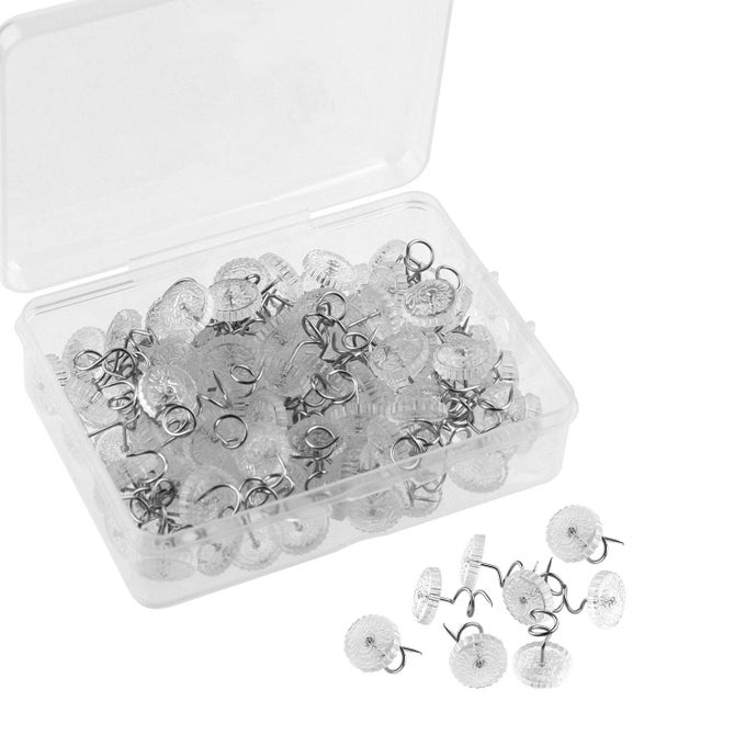 100 PIECES UPHOLSTERY TWIST PINS CLEAR HEADS BED SKIRT PINS FOR SLIPCOVERS AND BEDSKIRTS