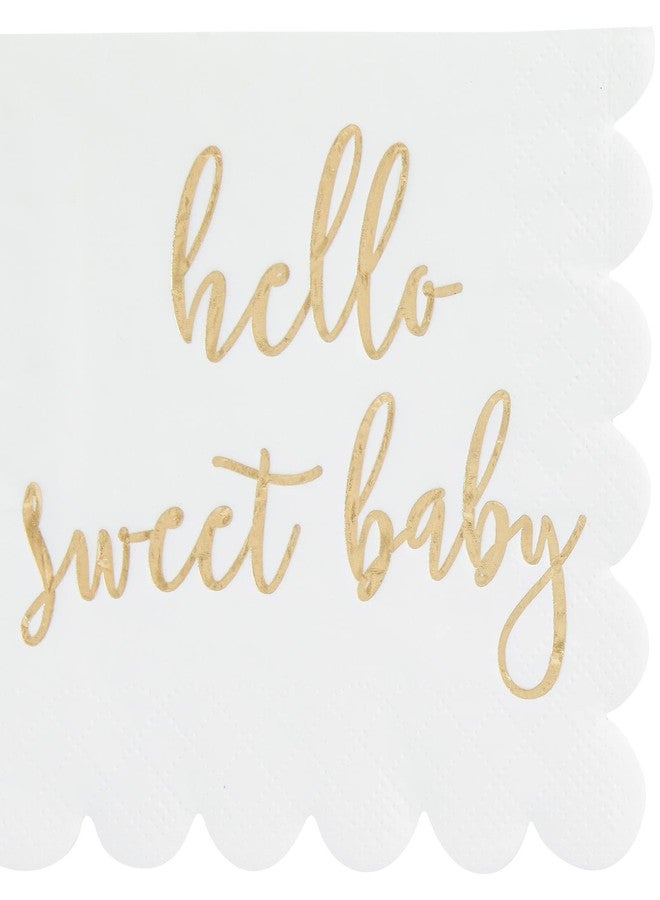 Juvale Baby Shower Napkins - 5 x 5 In, Gold Foil, 50 Pack - White Scalloped Napkins for Gender Neutral Baby Shower Decorations & Table Decor for Boy & Girl - Image 4