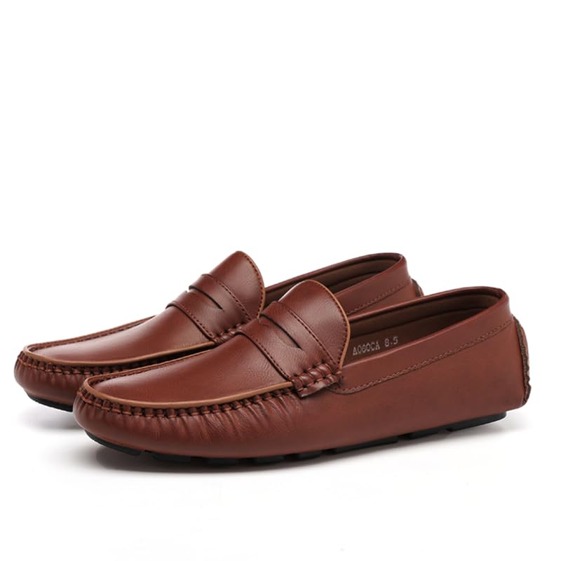 DECARSDZ Men's Lightweight Casual Penny Loafers Soft for Driving Slip on Shoes for Men Brown - Image 5