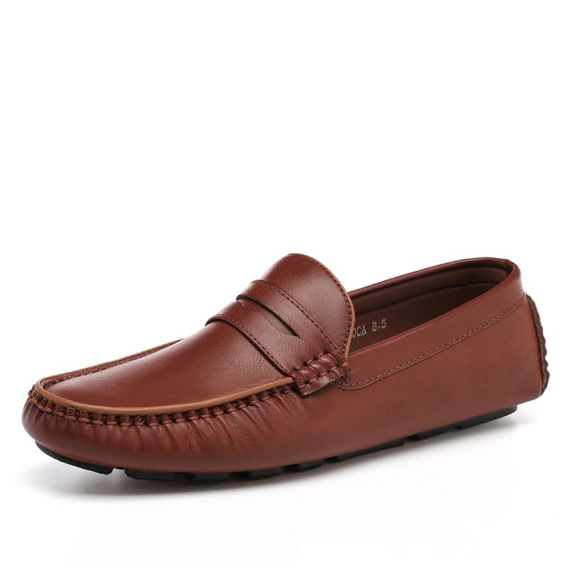 DECARSDZ Men's Lightweight Casual Penny Loafers Soft for Driving Slip on Shoes for Men Brown - Image 1