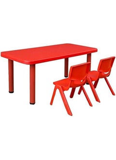 Rainbow Toys RBW TOYS Children's table Kids Rectangular Table & Chair Sets, Nursery Kindergarten Plastic Long Desk (1 Table +2 Chairs, Color: Red, Size: 120x60x50cm)  - Image 3