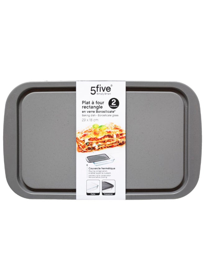 Five Simply Smart KeepEat Rectangular Baking Dish with Lid Clear and Grey 29 x 18 cm 151115 - Image 3