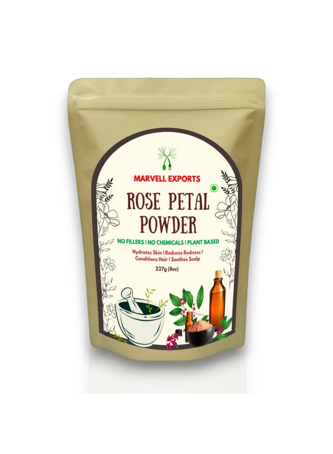 Marvell Exports | 100% Pure & Natural Rose Petal Powder for Skin Glow | Tan removal , Hair mask, Fairness & Shiny Skin | Chemical-Free | Anti Ageing & Skin Hydration | Rosa Indica Cleansing (227grams) 8 OZ - Image 1