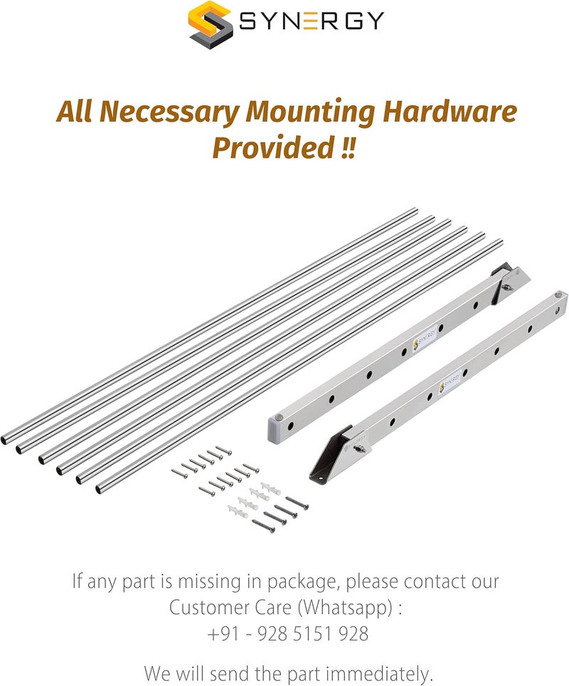 سينرجي - 6 Pipes x 2 Feet - Wall Mounted Cloth Drying Stand, Cloth Stand for Drying Clothes Foldable, Cloth Drying Stand Wall Mounted, Clothes Stand for Drying [SY-GL11] - Image 5