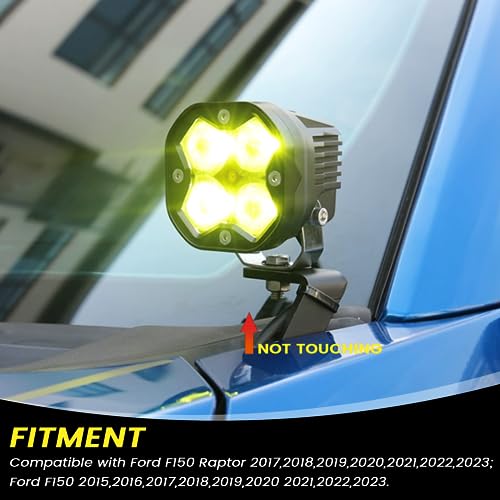 KANGIKX F150 Hood Light Mount Brackets Pillar Pods Mounts Hood Hinges LED Work/Cube Light Mount Brackets Compatible with F150 Raptor 2017-2023 and F-150 2015-2023 - Image 5
