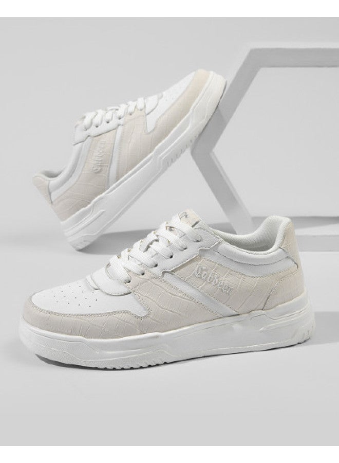 Cabbeen Autumn New Versatile Trendy Crocodile Pattern Fashion Patchwork Men's Casual White Sneakers Men's Shoes - Image 1