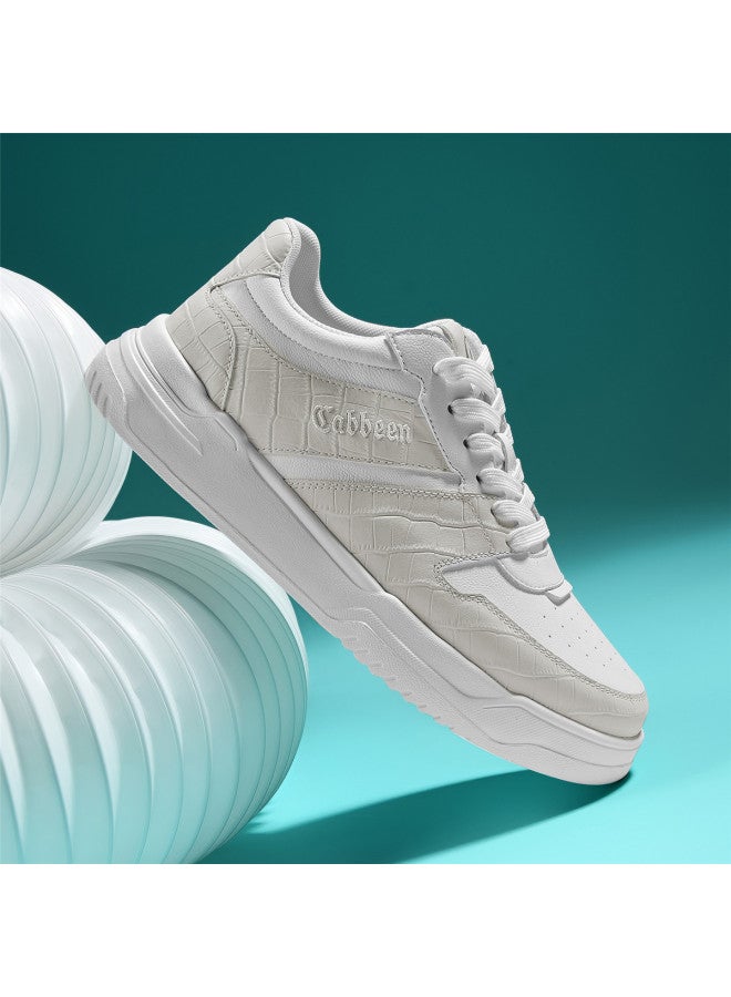 Cabbeen Autumn New Versatile Trendy Crocodile Pattern Fashion Patchwork Men's Casual White Sneakers Men's Shoes - Image 4