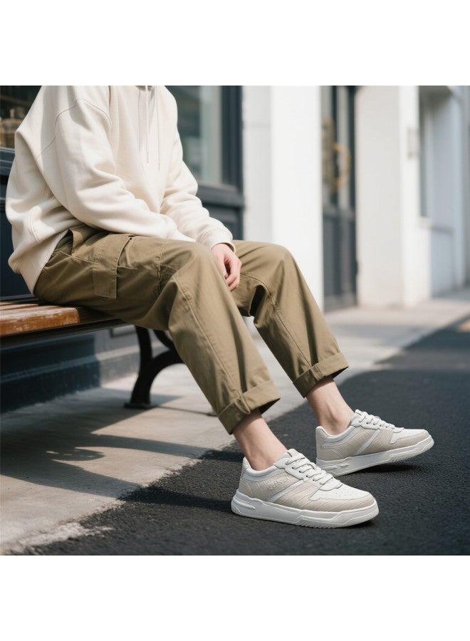 Cabbeen Autumn New Versatile Trendy Crocodile Pattern Fashion Patchwork Men's Casual White Sneakers Men's Shoes - Image 2