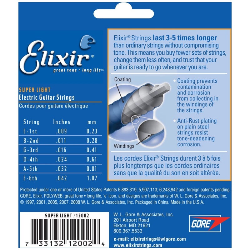 ELIXIR 3 Sets of Elixir 12002 Super Light Electric Strings (9-42) (Nanoweb) - Image 4