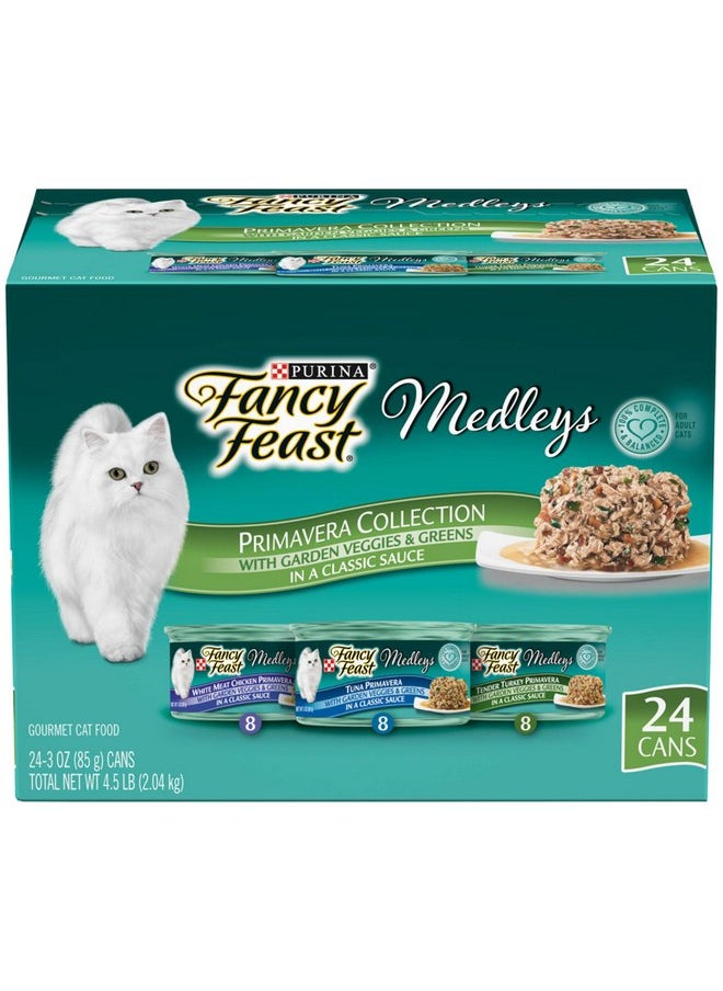 فانسي فيست مجموعة متنوعة من طعام القطط الرطب من Purina Fancy Feast، مجموعة Medleys Primavera - (24) علبة سعة 3 أونصة  - Image 1