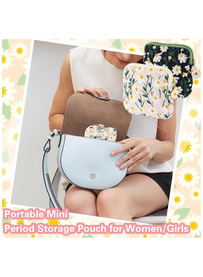 Oasisgalore 2pcs Daisies Sanitary Napkin Bag - Embroidery Menstrual Cup Pouch for Teen Girls and Women  - Image 5