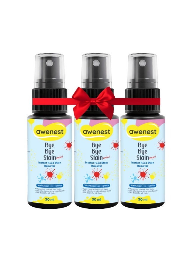 awenest Instant Fabric Stain Remover Spray | Bye Bye Food Stain | Removes 50+ Stains | Toxin-Free | Eco-friendly & Plant-Based | 90ml (Pack of 3) – Perfect for Clothes, Sofas, Car Seats & More - Image 1
