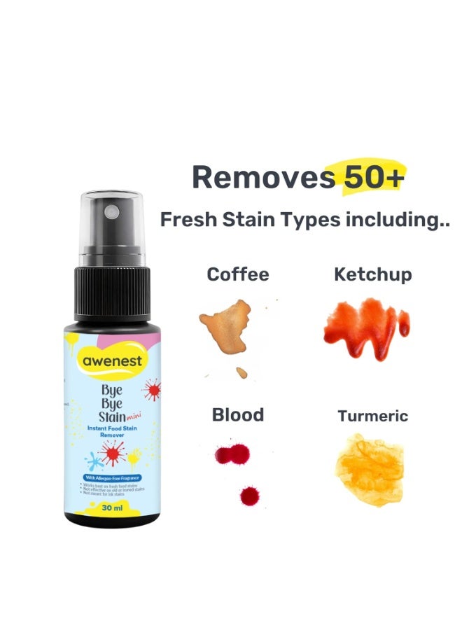awenest Instant Fabric Stain Remover Spray | Bye Bye Food Stain | Removes 50+ Stains | Toxin-Free | Eco-friendly & Plant-Based | 90ml (Pack of 3) – Perfect for Clothes, Sofas, Car Seats & More - Image 3