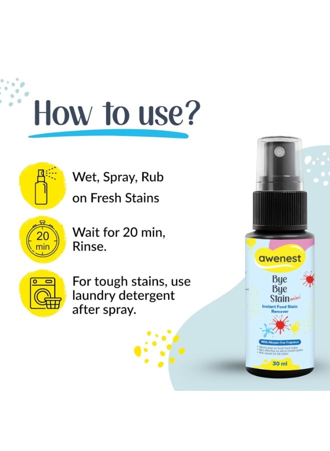 awenest Instant Fabric Stain Remover Spray | Bye Bye Food Stain | Removes 50+ Stains | Toxin-Free | Eco-friendly & Plant-Based | 90ml (Pack of 3) – Perfect for Clothes, Sofas, Car Seats & More - Image 4