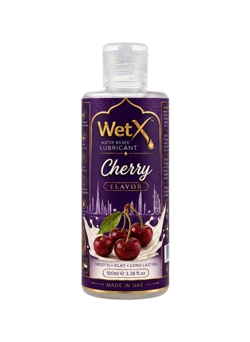 WetX Sweet Cherry Flavored Water Based Lubricant (100ml) | Long Lasting Pleasure - Natural Feeling - Smooth & Silky - Image 1