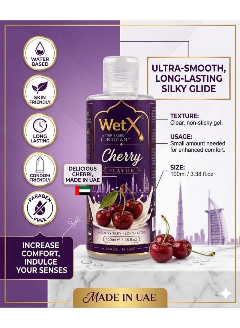 WetX Sweet Cherry Flavored Water Based Lubricant (100ml) | Long Lasting Pleasure - Natural Feeling - Smooth & Silky - Image 3