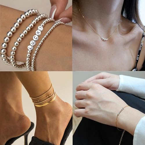 Looconi 1740pcs Spacer Beads 4mm and 6mm,Gold and Silver Assorted Round Beads for Bracelet Jewelry Making - Image 5