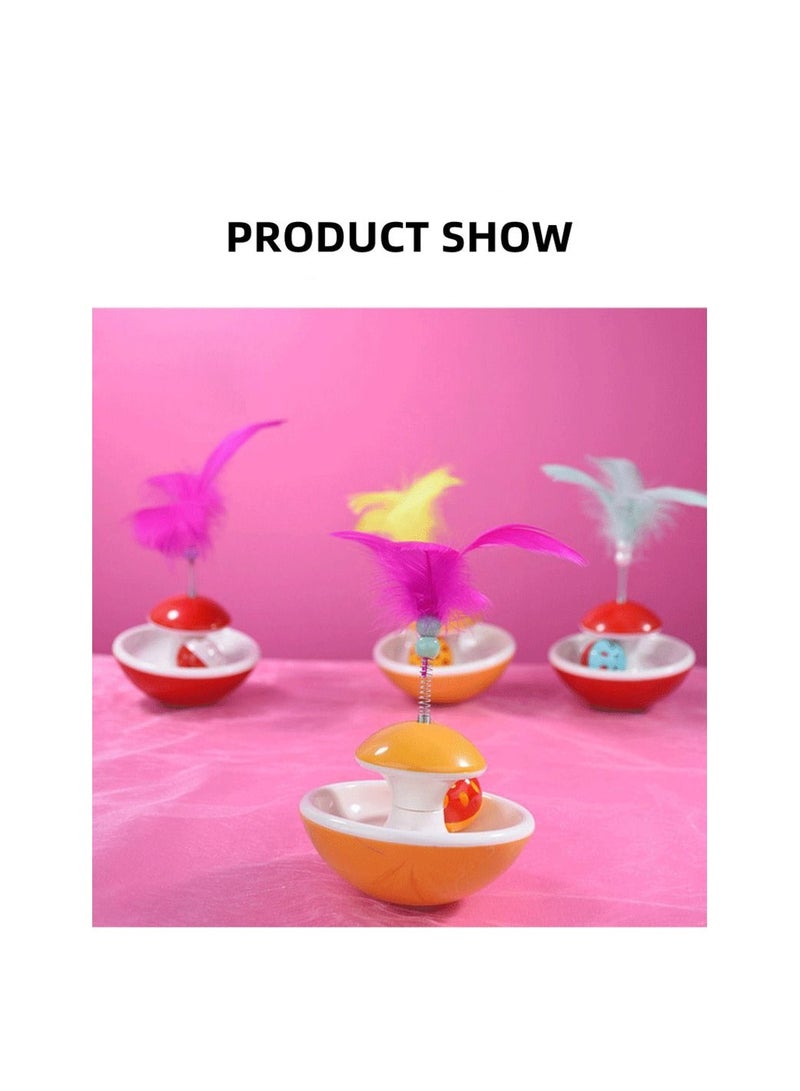 Cat Ball Toys with Feather Interactive Cat Tumbler Toy Roly-poly Roller Ball Toy with Bell for Kitten Wand Funny Feather Toys - Image 1