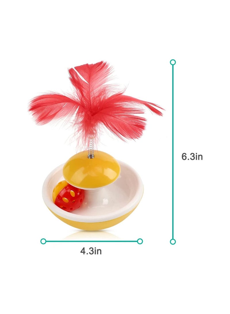 Cat Ball Toys with Feather Interactive Cat Tumbler Toy Roly-poly Roller Ball Toy with Bell for Kitten Wand Funny Feather Toys - Image 2
