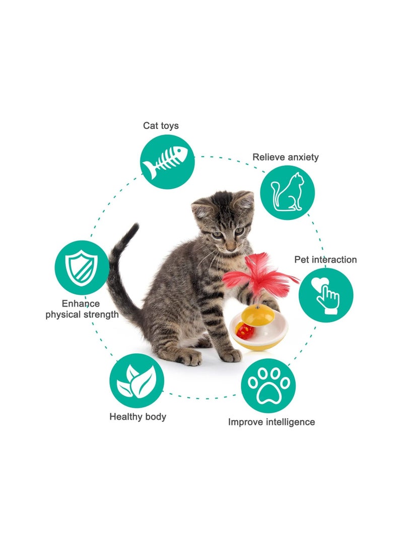 Cat Ball Toys with Feather Interactive Cat Tumbler Toy Roly-poly Roller Ball Toy with Bell for Kitten Wand Funny Feather Toys - Image 4