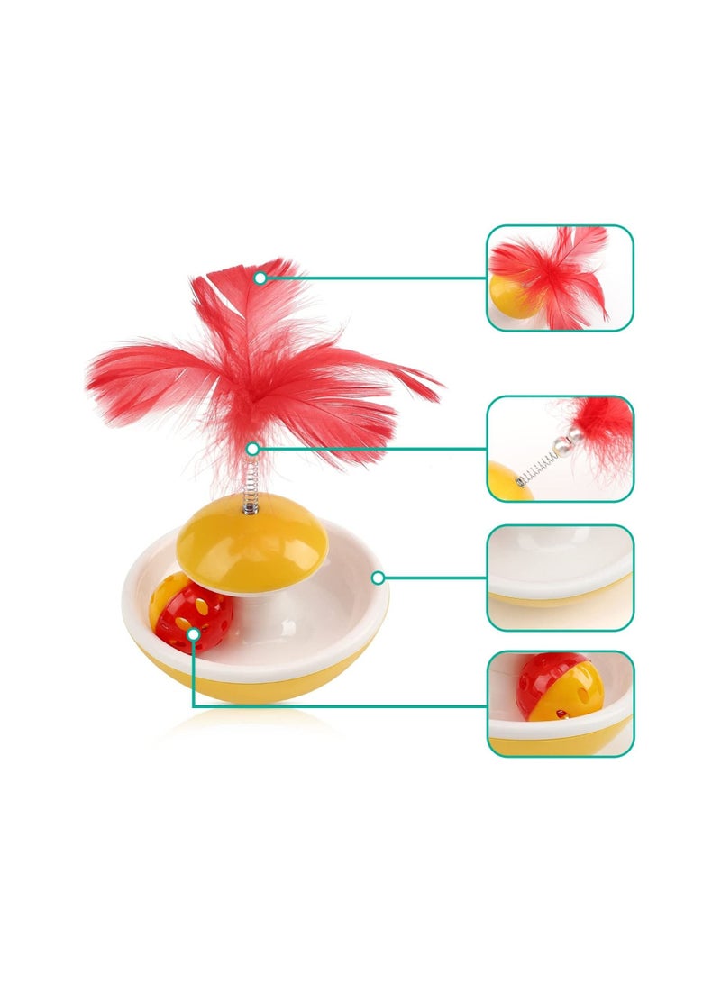 Cat Ball Toys with Feather Interactive Cat Tumbler Toy Roly-poly Roller Ball Toy with Bell for Kitten Wand Funny Feather Toys - Image 3