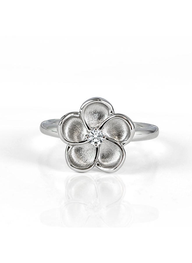 STARGEMS - 18K White Gold Diamond Ring with Flower Design - Image 1