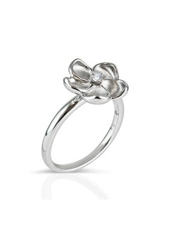 STARGEMS 18K White Gold Diamond Ring with Flower Design  - Image 2