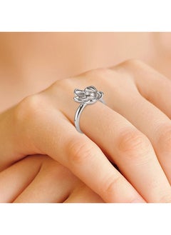 STARGEMS 18K White Gold Diamond Ring with Flower Design  - Image 4