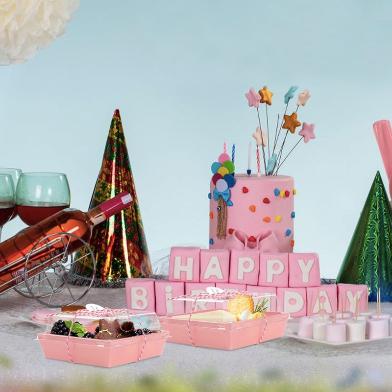 Rocutus 100 Pack Cake Boxes Take Out Boxes Bakery Boxes,Charcuterie Boxes Paper Food Containers to Go Pink Cake Boxes,Pink Bakery Boxes for Packaging, Desserts, Pastry, Cupcakes - Image 5