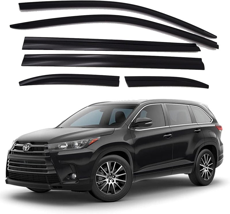 AUTO CLOVER Black Side Window Vent Visor 6 Piece Set for Toyota Highlander (2015-2021) - Image 1