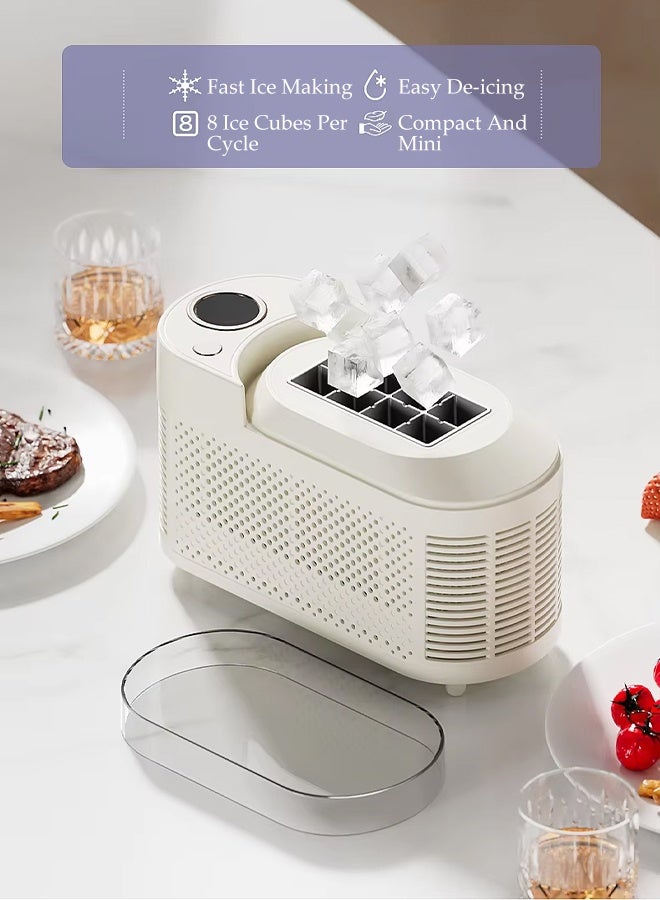 DUNISO Automatic Ice Maker，Portable Ice Maker，Small, Mini, Convenient，Suitable for Dormitories, Offices, Camping, and Car Rides，Cream  - Image 4