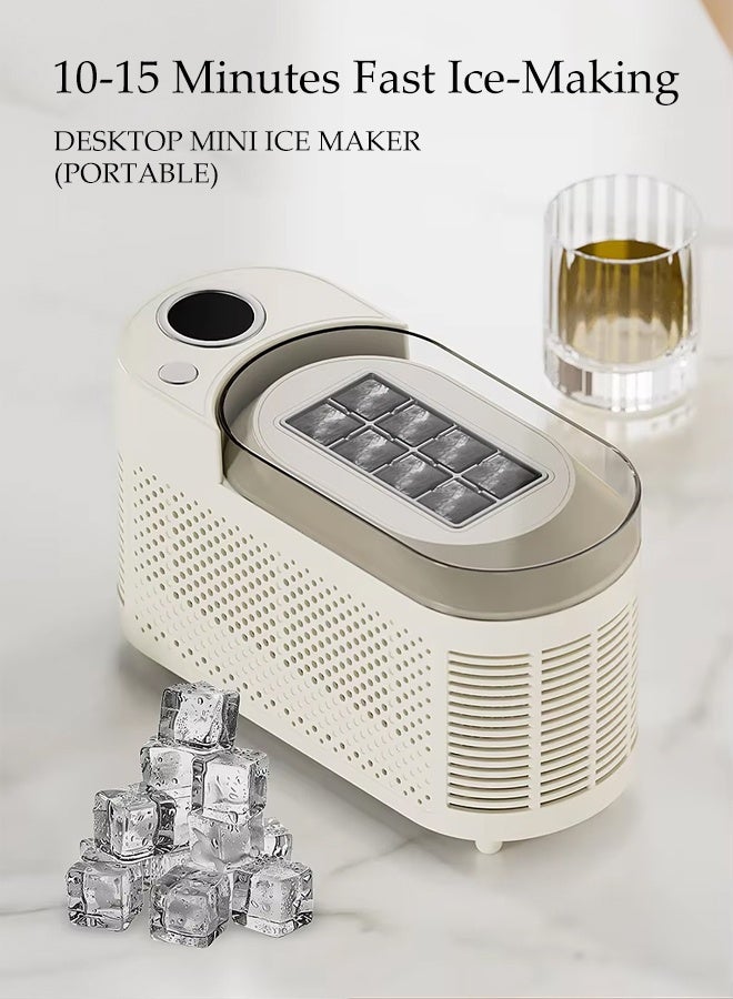 DUNISO Automatic Ice Maker，Portable Ice Maker，Small, Mini, Convenient，Suitable for Dormitories, Offices, Camping, and Car Rides，Cream  - Image 3