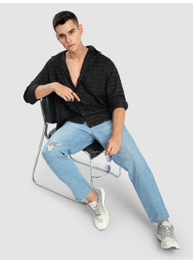 Beyoung Black Fur Wave Textured Shirt  - Image 5