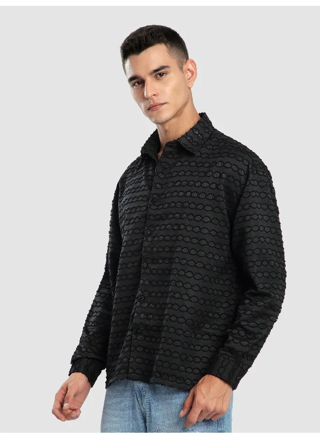 بيونغ Black Fur Wave Textured Shirt
