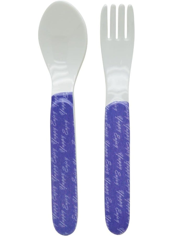 DINEWELL مجموعة ملعقة وشوكة للأطفال من داينويل، وقت الدراسة، DWC2148FSTT، 6'' - Image 1