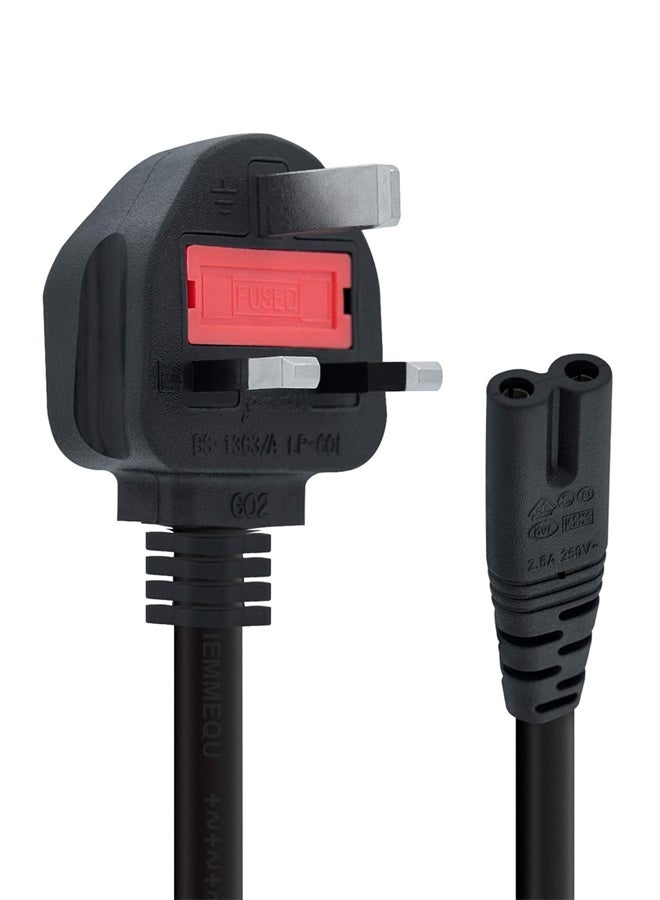 سلك طاقة بريطاني بطول 1.5 متر، رقم 8، IEC C7، لأجهزة Xbox One وXbox S وSamsung وLG وPhilips وToshiba وSony وPS4 وPS5 وSharp وPanasonic وLED وFlat TV وPattern وSky box - Image 1