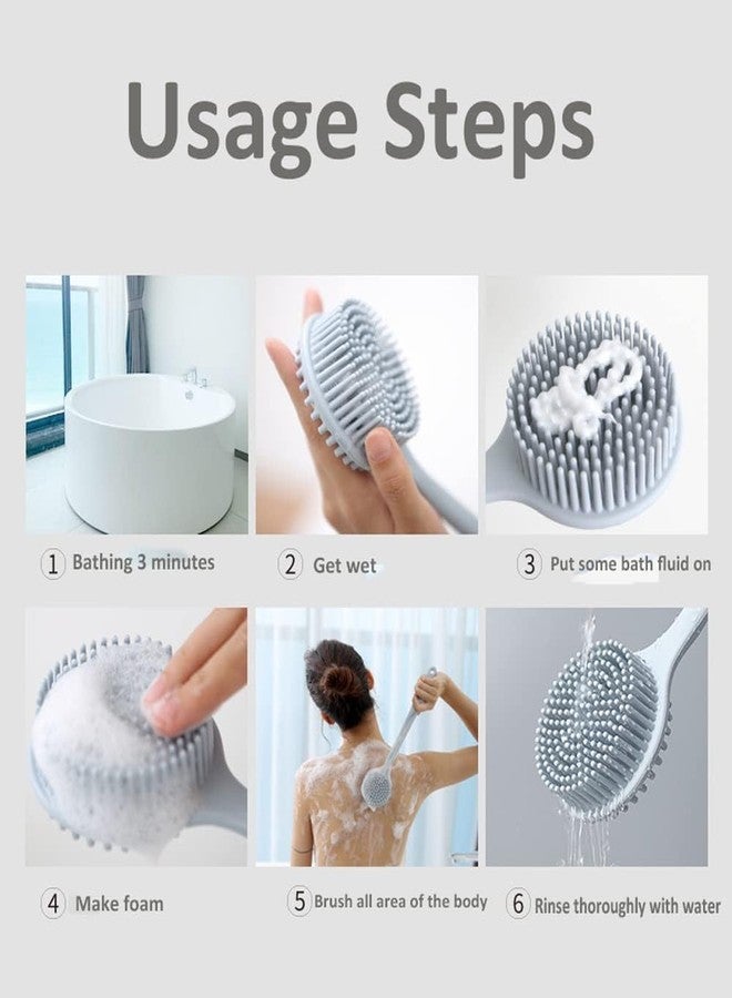 KRUPAVI Soft Silicone Back Scrubber Shower Bath Body Brush with Long Handle Dirt_Removal Back Scrubber | BPA-Free | Body Scrubber and Exfoliator, Gentle Cleansing for Skin and Back (1pcs, Multi-Color) - Image 3