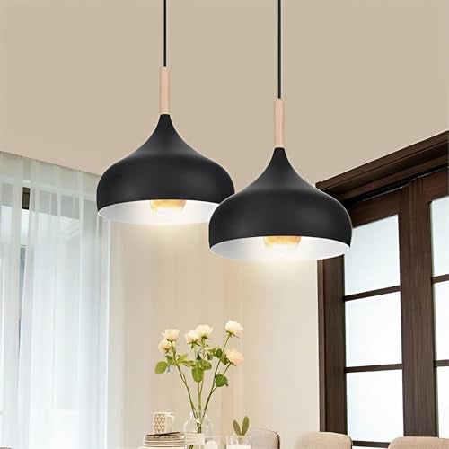 twixle Aluminium Ceiling Hanging Light, Circlular Shape Pendant for Dining Table, Living Room, Bedroom,Office, Cafe, Restaurant, Pendant Lamp (9" Black) (Bulb Not Included) - Image 5