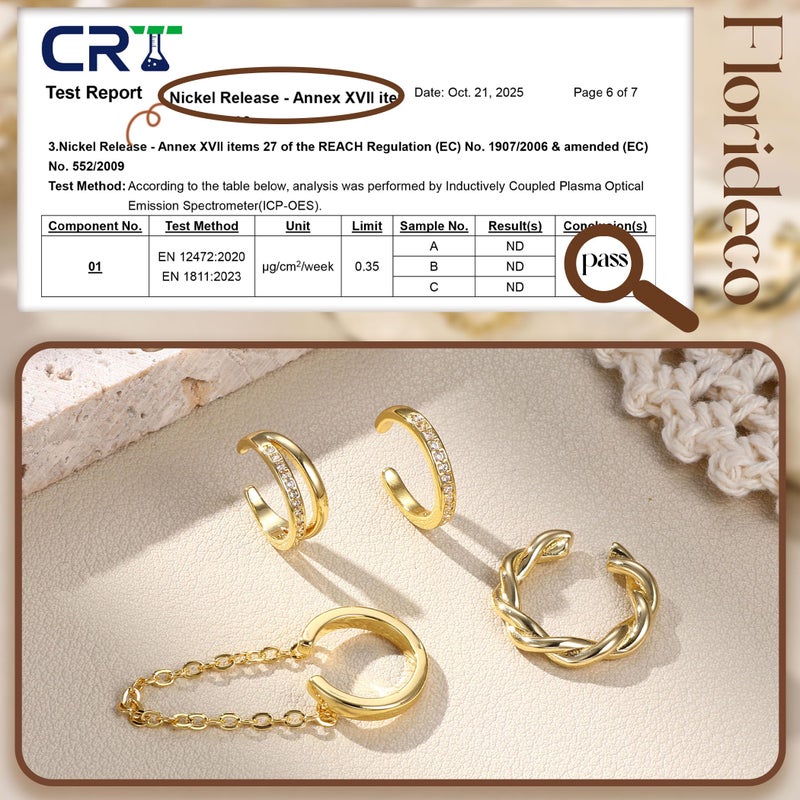 Florideco 4Pcs Ear Cuffs Non-Piercing for Women Dainty 14K Gold Plated Clip On Cartilage Earrings Hypoallergenic Huggie Hoop Cuffs Fake Earings for Non Pierced Ears(G-Double) - Image 4