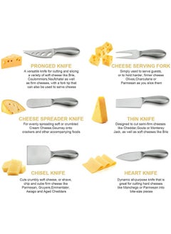 SHABILI 6 Piece Cheese Knife Set - Premium Stainless Steel Cheese Knife Collection - Charcuterie Board Accessory Gift for Charcuterie and Cheese Sauces  - Image 2