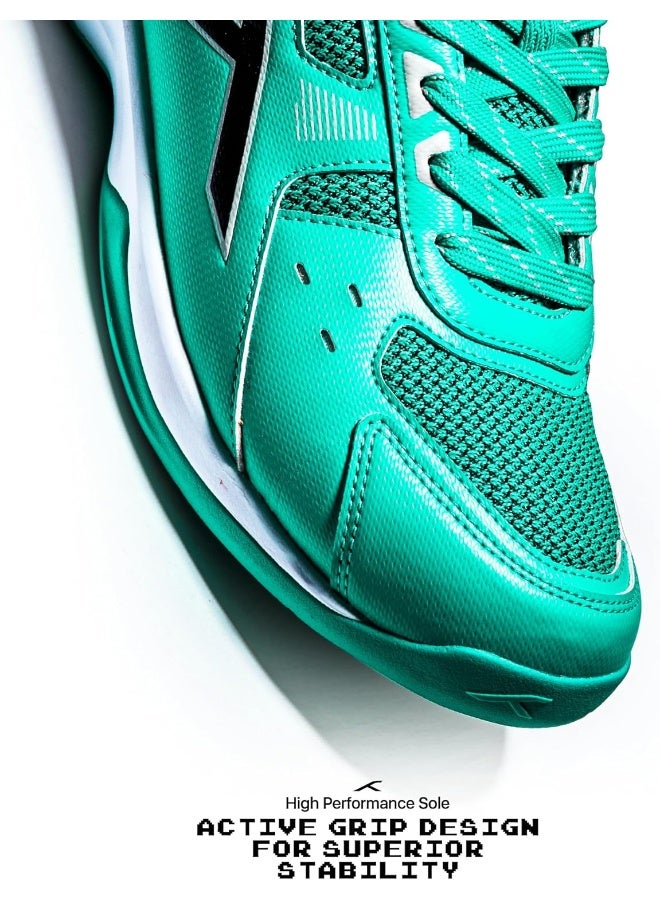 HUNDRED Raze Badminton Shoes (Non Marking) | Lightweight & Durable | X-Cushion, Active Grip Sole, Toe Assist(Turquoise/Black/Grey , 8Uk) - Image 5