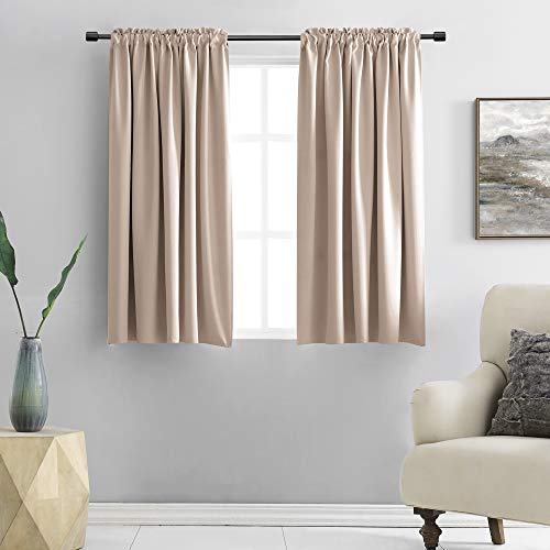 DONREN Warm Taupe Draperies Curtains for Kids RoomSmall Window Treatment Thermal Insulated Room Darkening Rod Pocket Top Curtain Panels for KitchenSet of 242 by 45 Inches Long