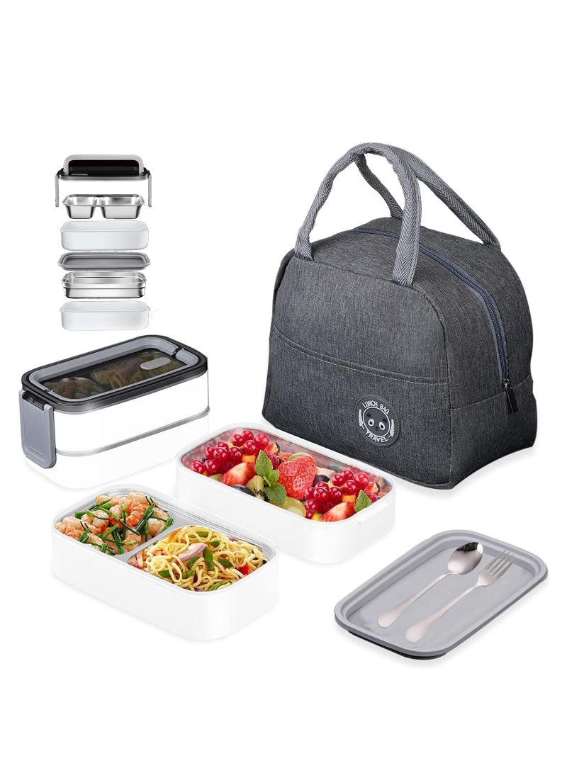 بنتو صندوق غداء بينتو من الستانلس ستيل مع فواصل مزدوج الطبقات لتخزين الطعام مانع للتسرب للبالغين والاطفال من الرجال والنساء والمراهقين، ستانلس ستيل سيليكون - Image 1