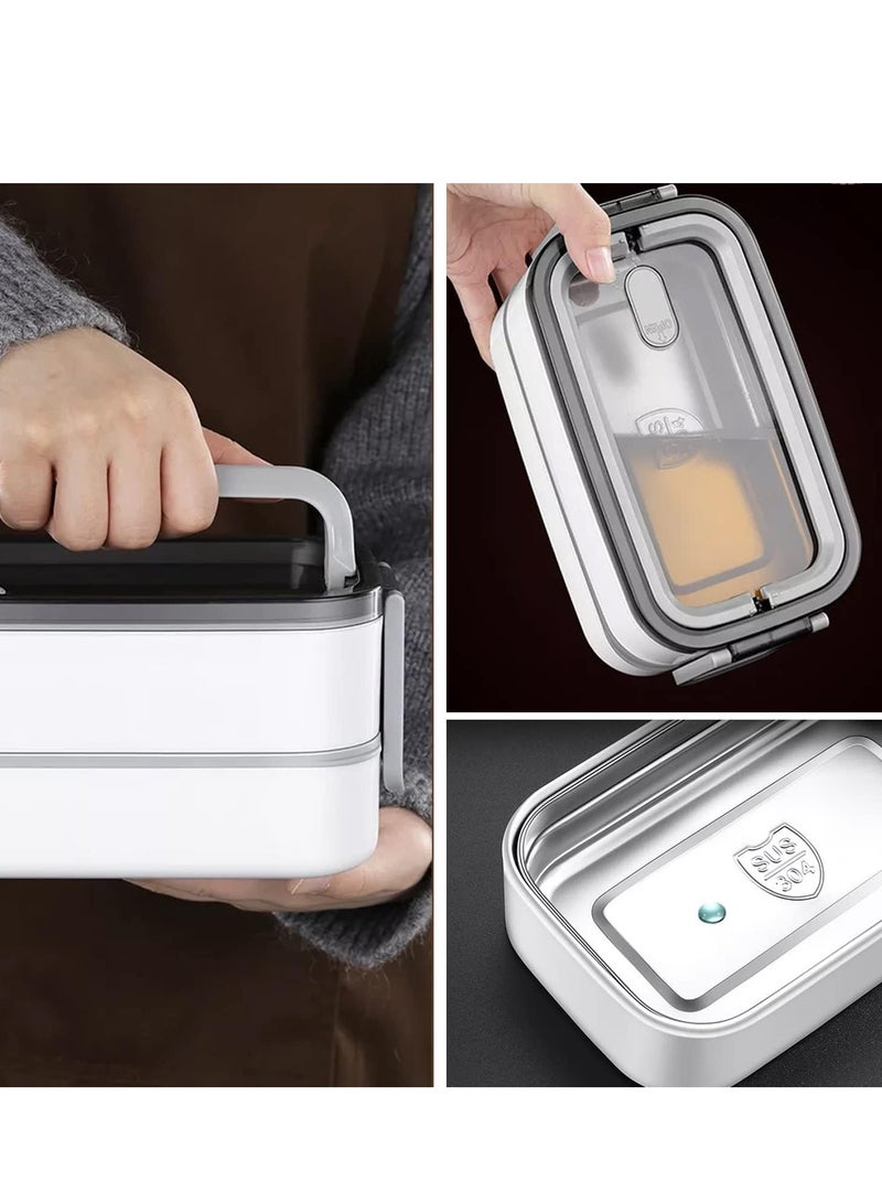 بنتو صندوق غداء بينتو من الستانلس ستيل مع فواصل مزدوج الطبقات لتخزين الطعام مانع للتسرب للبالغين والاطفال من الرجال والنساء والمراهقين، ستانلس ستيل سيليكون - Image 4