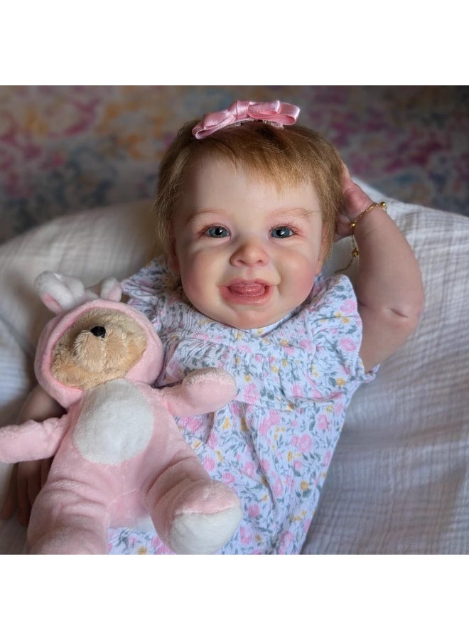 ان بي كي دمية طفلة رضيعة واقعية، مصنوعة يدويًا من الفينيل الناعم والسيليكون، بطول ١٩ بوصة، بتصميم رومبير مزهر، مجموعة لعب للأطفال حديثي الولادة. - Image 5