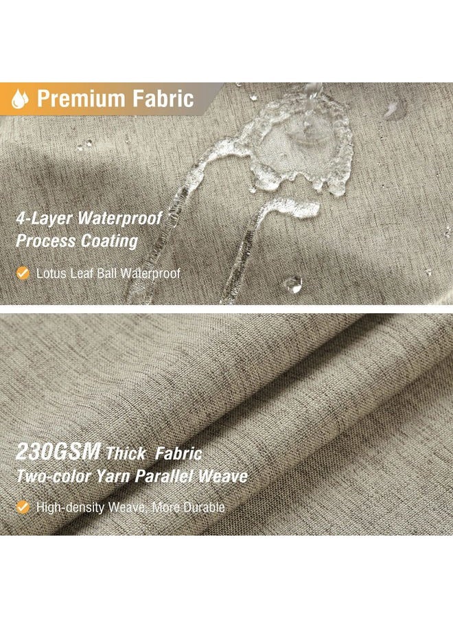 BTTN Fabric Shower Curtain - Linen Textured Weighted Cloth Shower Curtain Set with 12 Plastic Hooks, Hotel Spa Luxury Neutral Decorative Bath Curtains for Bathroom, Machine Washable - 72x72, Khaki/Tan - Image 2