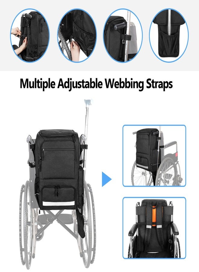 SAMDEW Wheelchair Backpack, Wheelchair Bag to Hang on Back, with Thermal Insulation Pockets for Medicine & Lunch Box, Functional Wheelchair Accessories with Crutches Pockets, Bag Only, Patented Design - Image 2