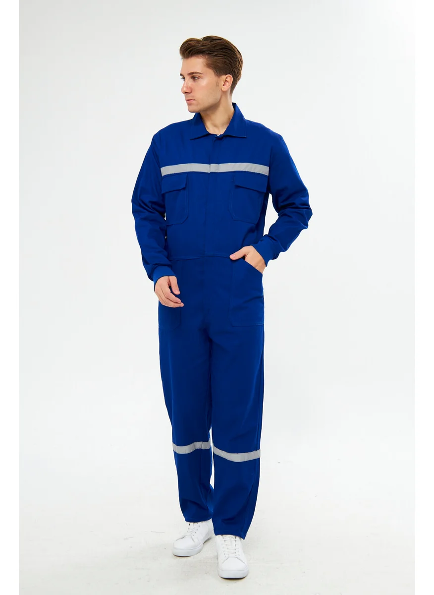 Mervem Jumpsuit All 100% Cotton Reflective Sax Blue